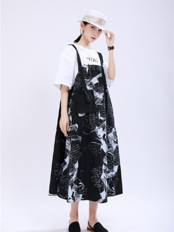 LOOSE BIG-HEM GRAFFITI SLIP DRESS