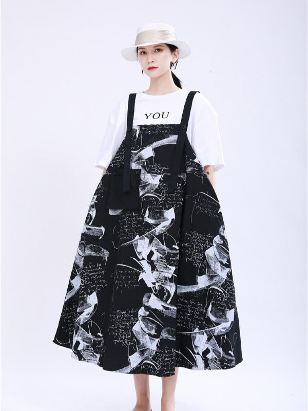 LOOSE BIG-HEM GRAFFITI SLIP DRESS