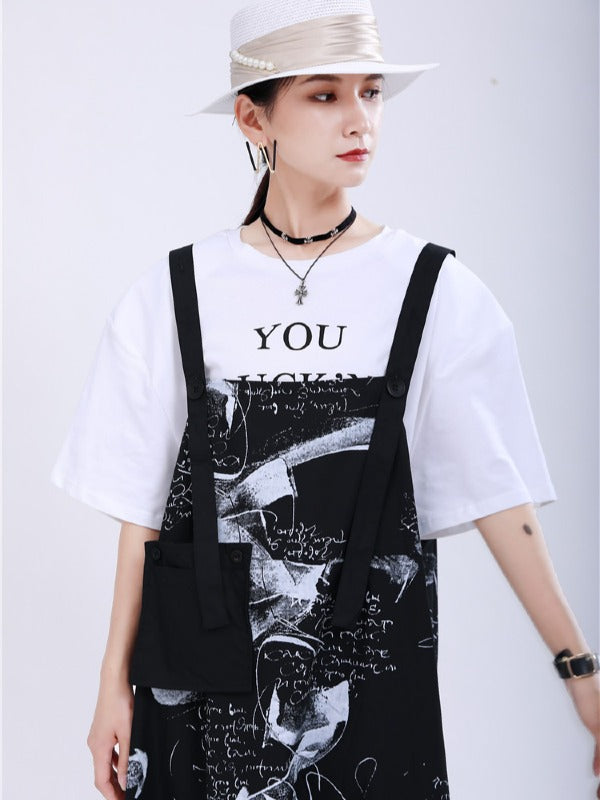 LOOSE BIG-HEM GRAFFITI SLIP DRESS