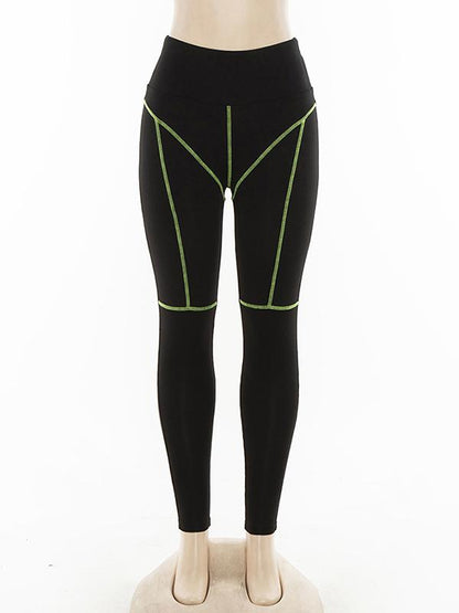 Contrast Trim Wide Waistband Yoga Leggings