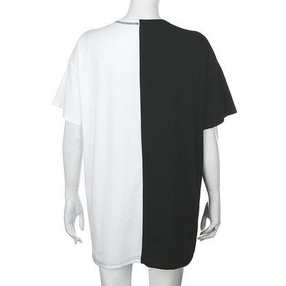 Colorblock butterfly print loose thin short sleeve T-shirt ACTIVEWEAR