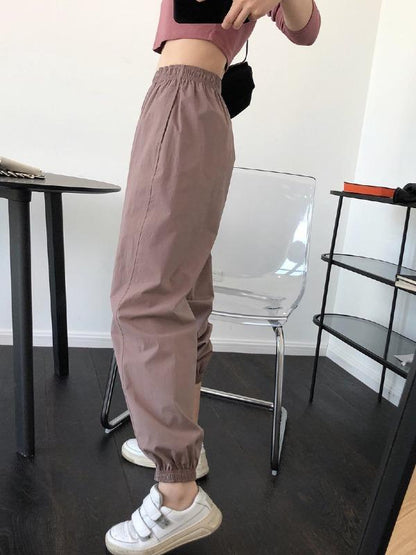 Casual Solid Ankle Banded Pants