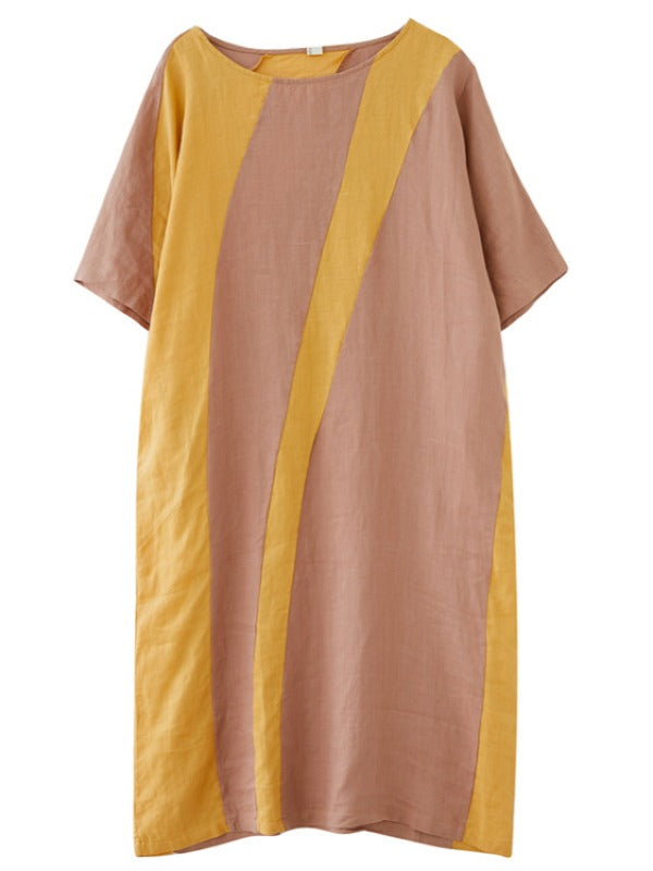 LOOSE COLOR MATCHING SPLIT-JOINT MIDI DRESS