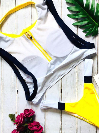 Sexy Zipper Colorful Bikinis Swimwear