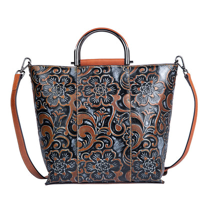 WOMEN GENUINE LEATHER VINTAGE TOTEM DESIGNER HANDBAG SHOULDER BAG