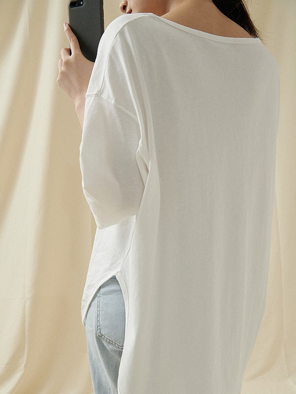 CASUAL SIMPLE SOLID COTTON T-SHIRTS