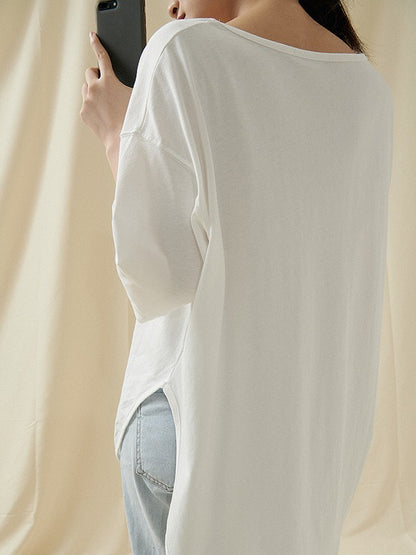 CASUAL SIMPLE SOLID COTTON T-SHIRTS