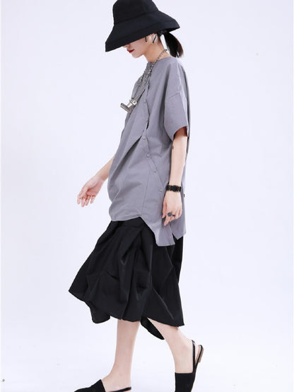 LOOSE BACK CROPPED COTTON T-SHIRTS