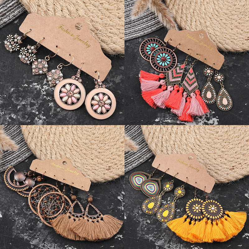 Flower shell gold geometric earrings