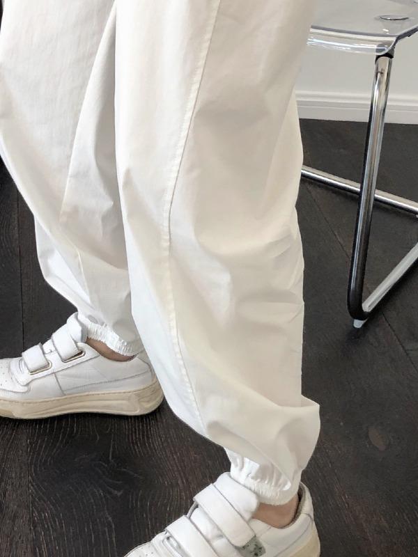 Casual Solid Ankle Banded Pants