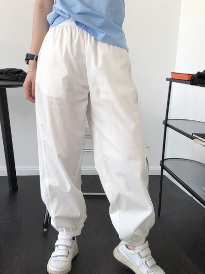 Casual Solid Ankle Banded Pants