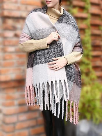 Casual Plaid Scarf with Tassels, Five Colors