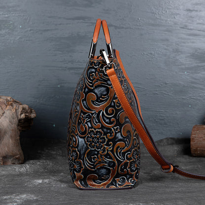 WOMEN GENUINE LEATHER VINTAGE TOTEM DESIGNER HANDBAG SHOULDER BAG