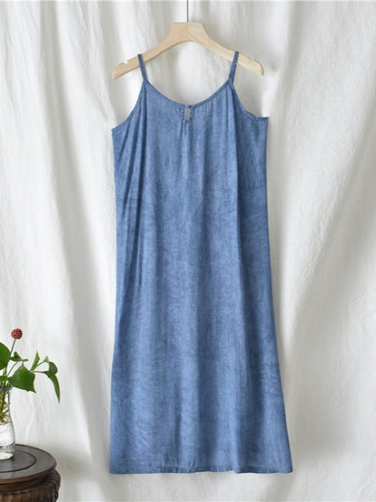 SIMPLE SOLID PLEATED SLEEVELESS MIDI DRESS