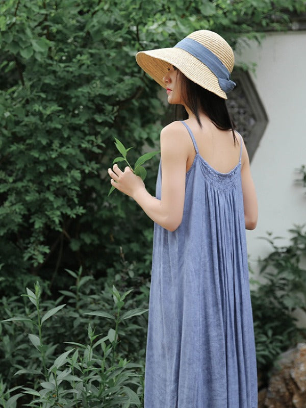 SIMPLE SOLID PLEATED SLEEVELESS MIDI DRESS