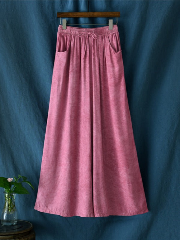 CASUAL COMFORTABLE SOLID WIDE-LEG PANTS