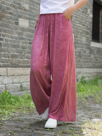 CASUAL COMFORTABLE SOLID WIDE-LEG PANTS