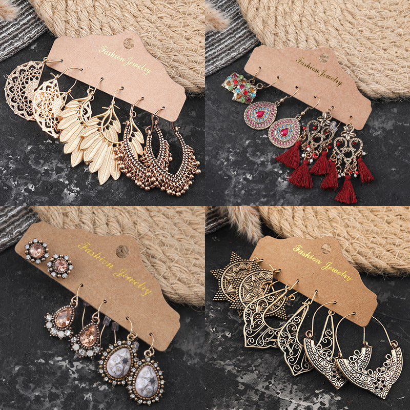 Flower shell gold geometric earrings