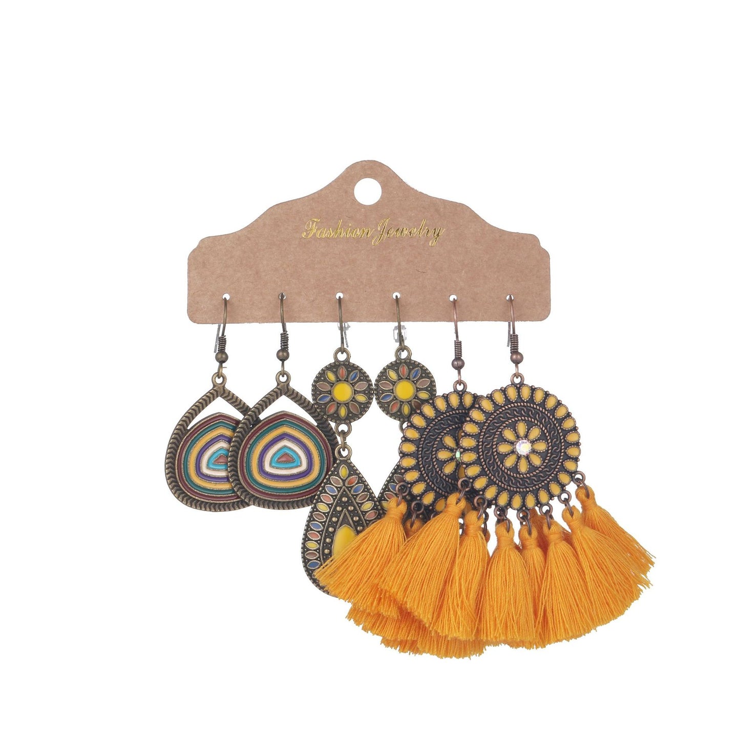 Flower shell gold geometric earrings