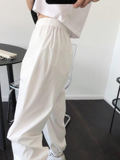 Casual Solid Ankle Banded Pants