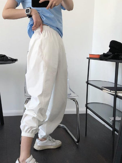 Casual Solid Ankle Banded Pants