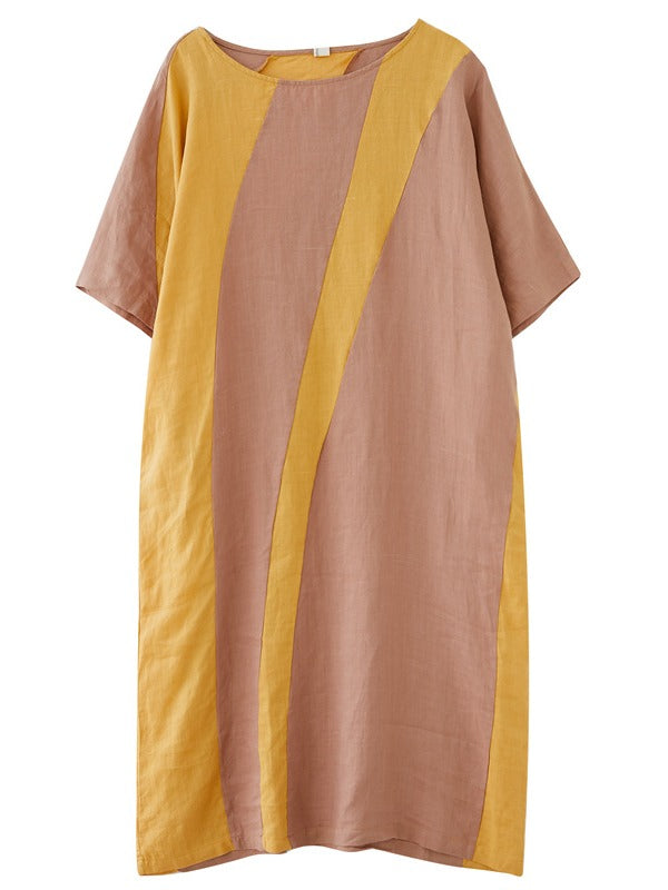 LOOSE COLOR MATCHING SPLIT-JOINT MIDI DRESS