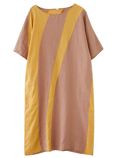 LOOSE COLOR MATCHING SPLIT-JOINT MIDI DRESS