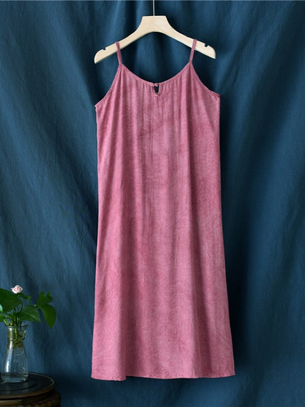 SIMPLE SOLID PLEATED SLEEVELESS MIDI DRESS