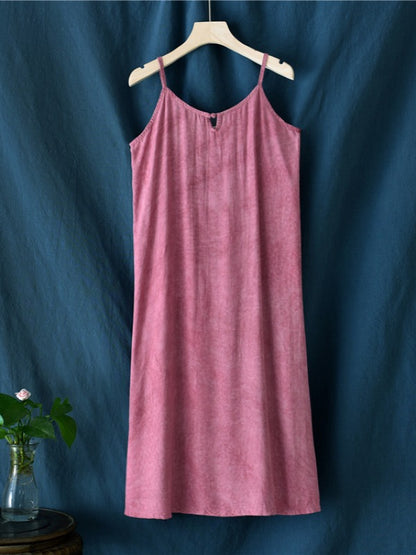 SIMPLE SOLID PLEATED SLEEVELESS MIDI DRESS