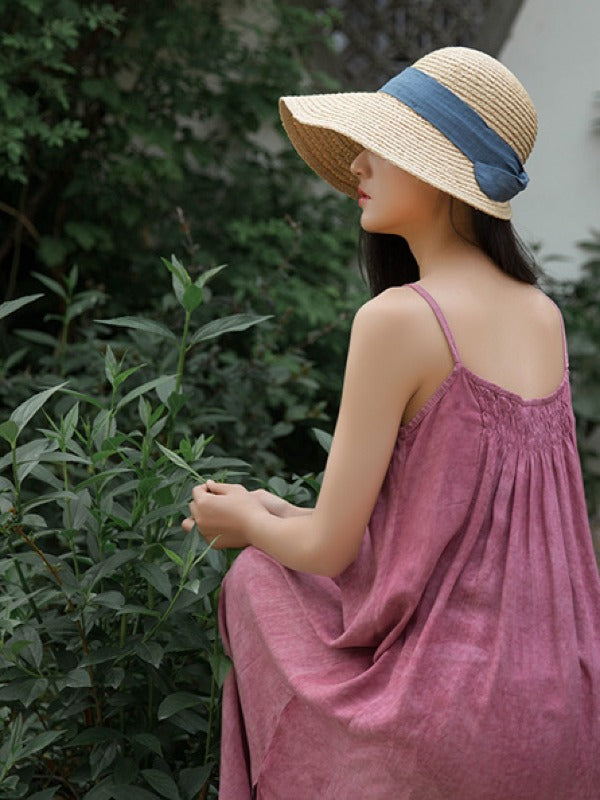 SIMPLE SOLID PLEATED SLEEVELESS MIDI DRESS