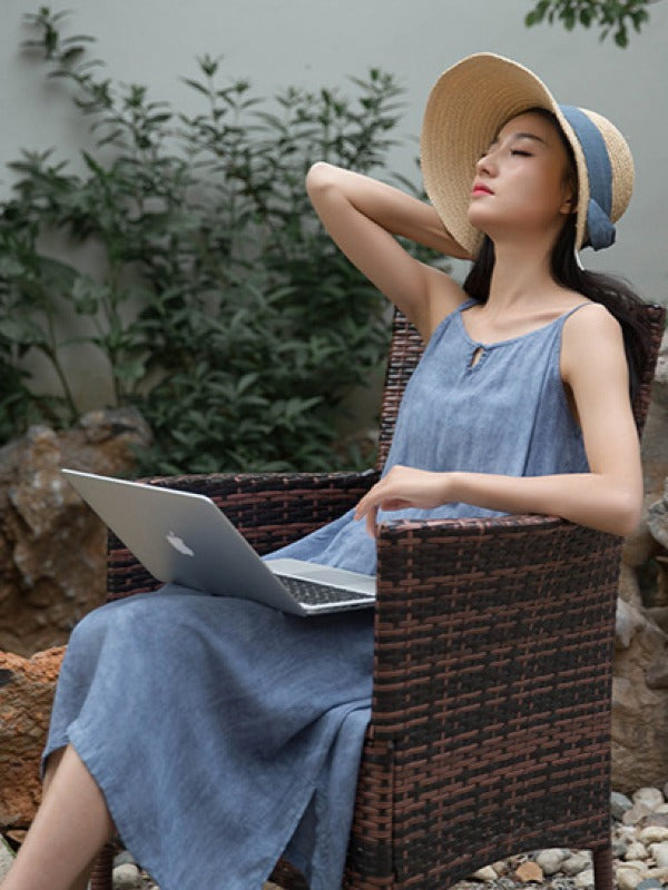 SIMPLE SOLID PLEATED SLEEVELESS MIDI DRESS