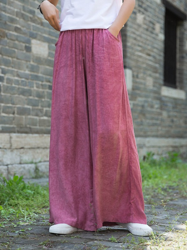 CASUAL COMFORTABLE SOLID WIDE-LEG PANTS