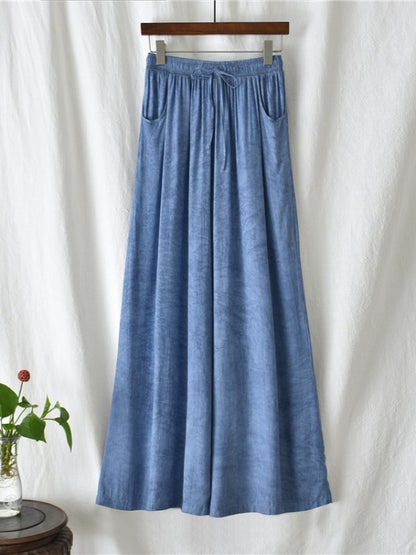 CASUAL COMFORTABLE SOLID WIDE-LEG PANTS