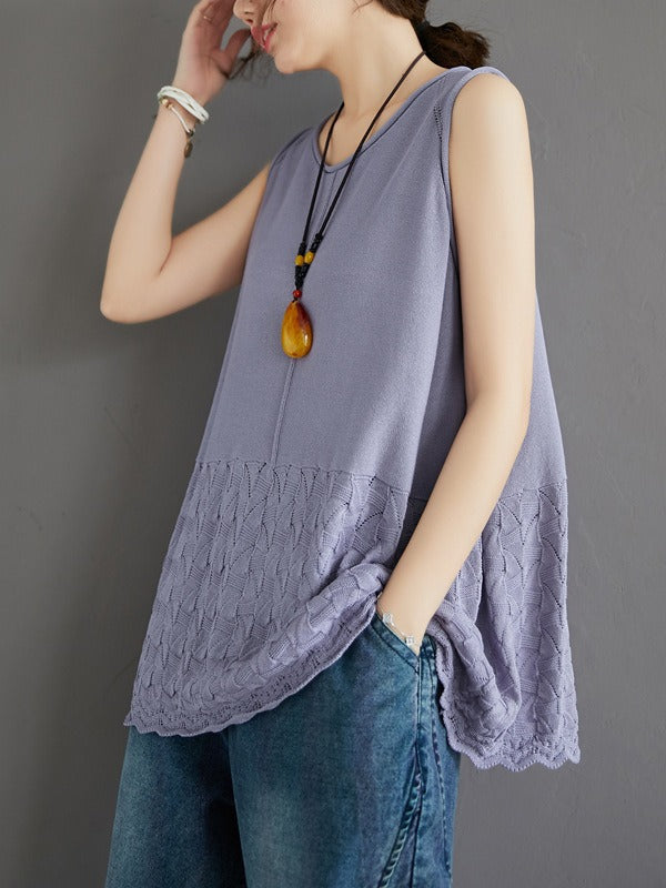 CASUAL KNITTING SLEEVELESS A-LINE VEST