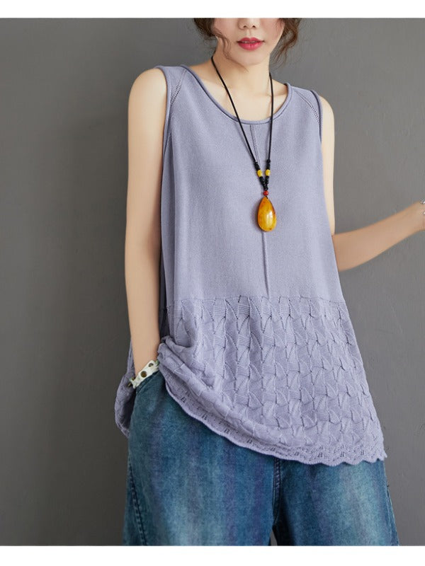 CASUAL KNITTING SLEEVELESS A-LINE VEST