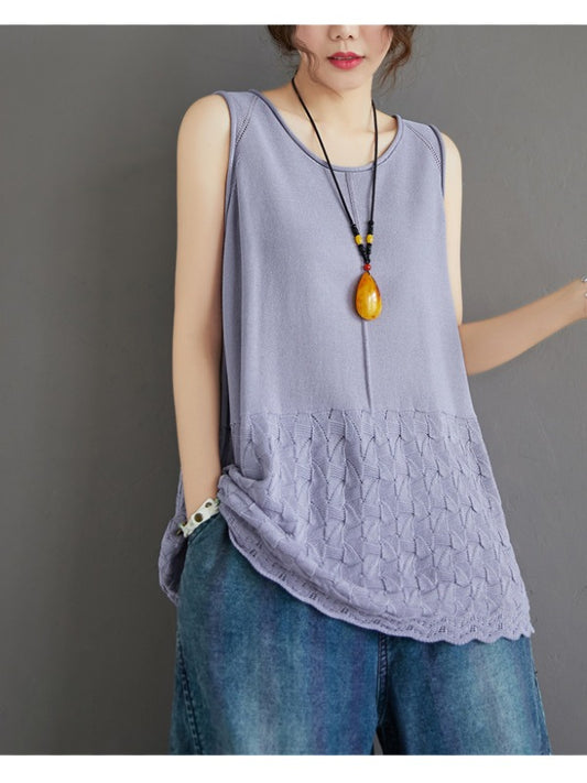 CASUAL KNITTING SLEEVELESS A-LINE VEST
