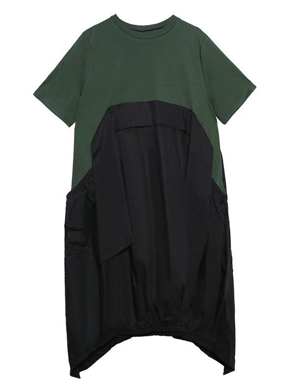 Urban Split-Joint Round-Neck Short Sleeve Long Dress