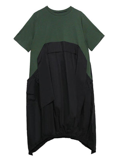 Urban Split-Joint Round-Neck Short Sleeve Long Dress