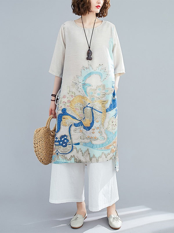 LOOSE NATIONAL STYLE PRINTING WIDE SUITS