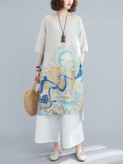 LOOSE NATIONAL STYLE PRINTING WIDE SUITS