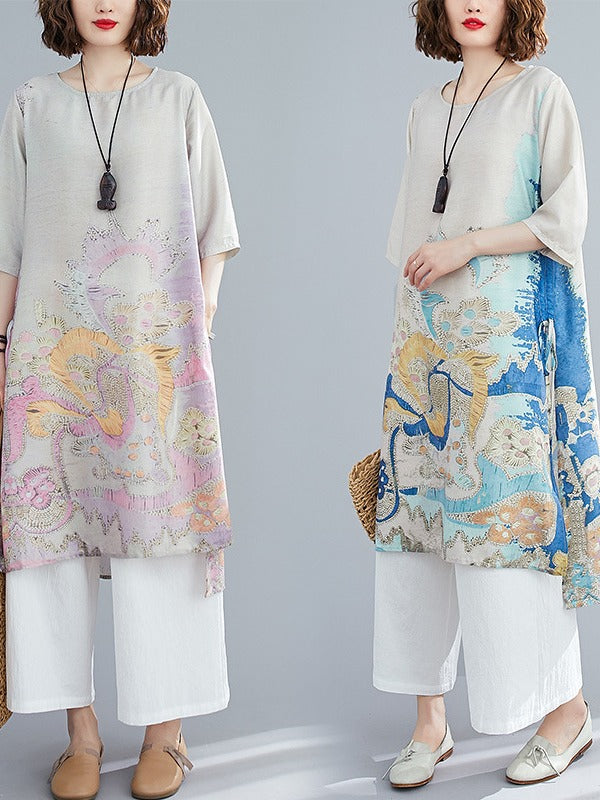LOOSE NATIONAL STYLE PRINTING WIDE SUITS