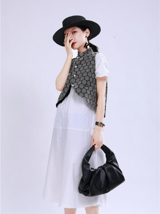 Irregular Split-Joint A Line Button Midi Dress