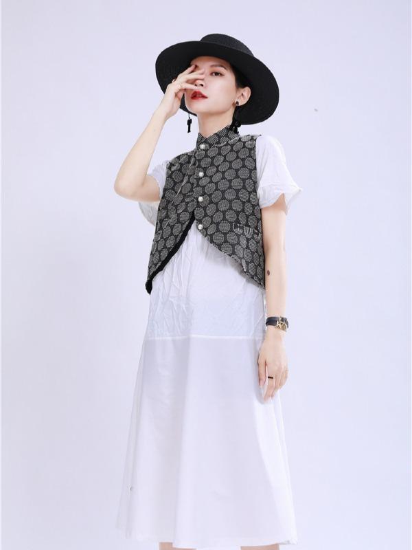 Irregular Split-Joint A Line Button Midi Dress