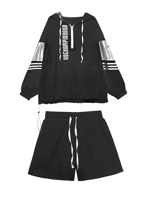 ORIGINAL STYLISH LETTER PRINT SUN-PROOF TOPS&SHORTS SUITS