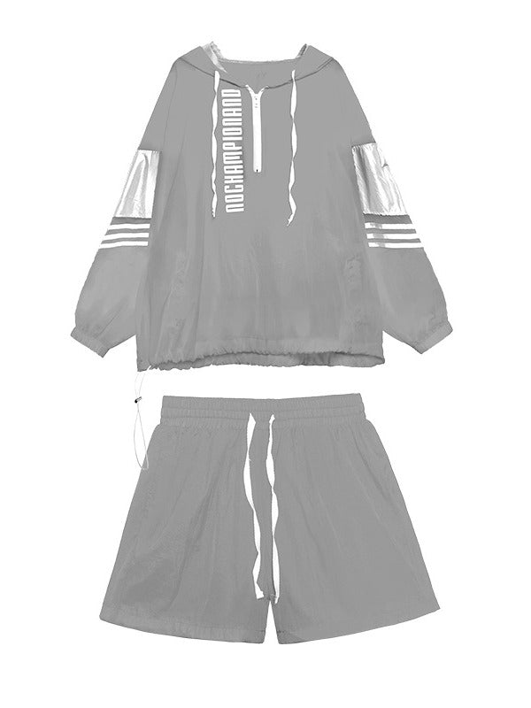 ORIGINAL STYLISH LETTER PRINT SUN-PROOF TOPS&SHORTS SUITS