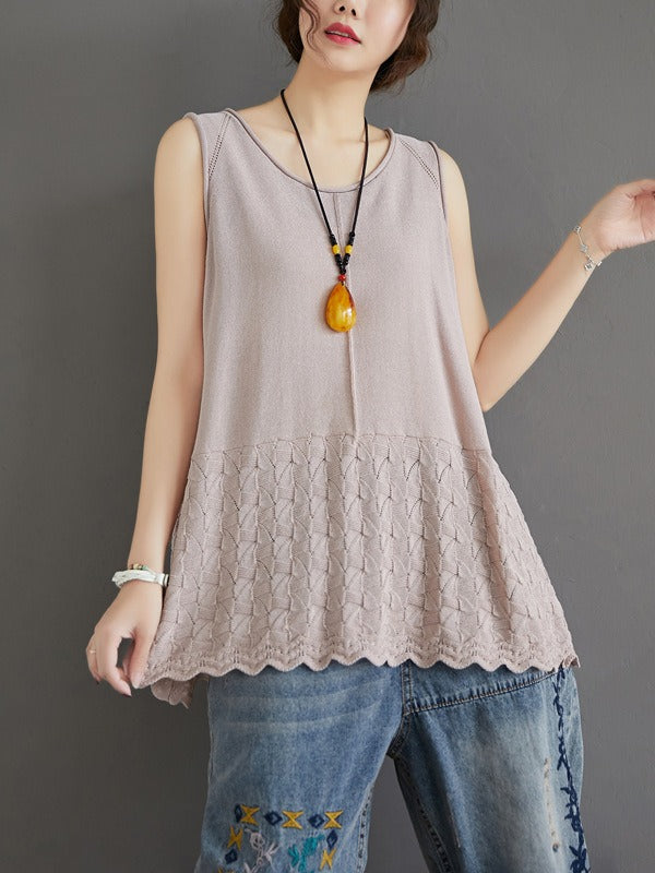 CASUAL KNITTING SLEEVELESS A-LINE VEST