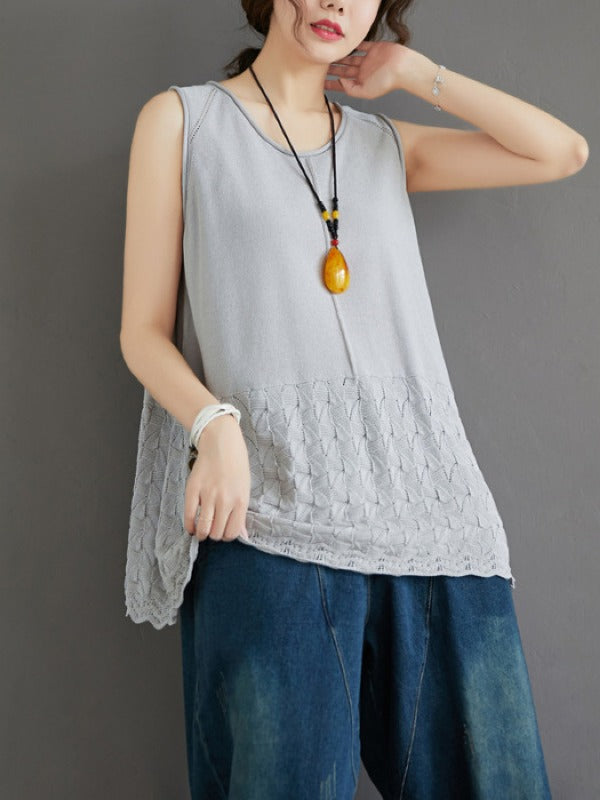 CASUAL KNITTING SLEEVELESS A-LINE VEST