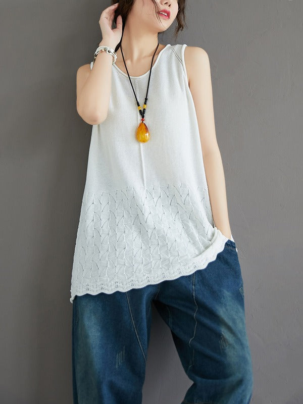 CASUAL KNITTING SLEEVELESS A-LINE VEST
