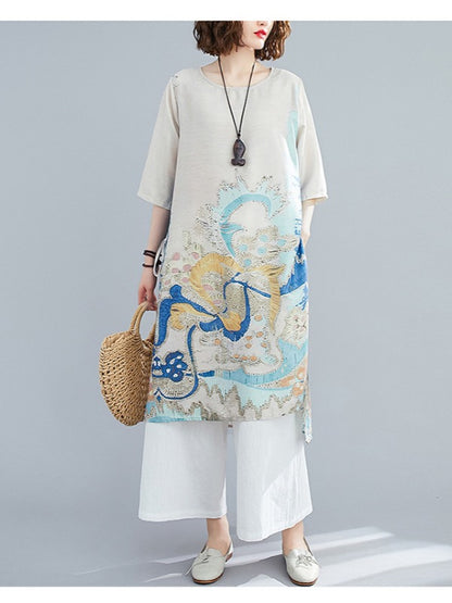 LOOSE NATIONAL STYLE PRINTING WIDE SUITS