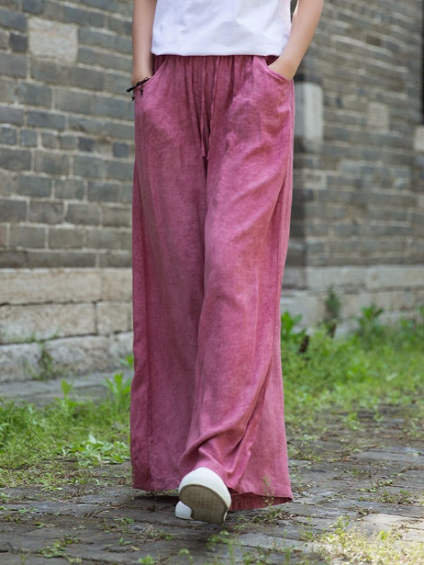 CASUAL COMFORTABLE SOLID WIDE-LEG PANTS